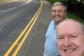 County Councillors Barrie Yates and Jeff Couperthwaite in Brindle Road, Bamber Bridge