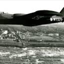 Canberra aircraft flying over Blackpool Pleasure Beach
