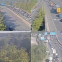 Traffic on the M60 near the Trafford Centre was stopped due to a police-led incident