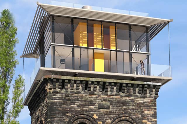 How the box would look on the top of the water tower