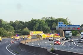 Three lanes have been closed on the northbound carriageway, leaving just one lane open between junctions 31A and 32 (M55, Broughton)