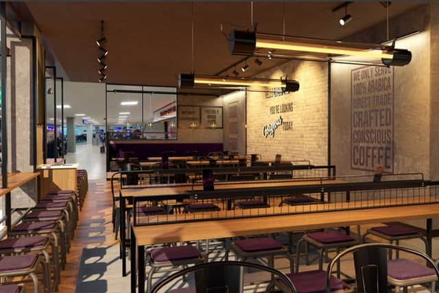 Artist impressions of the new SOHO Coffee unit in Liverpool Airport’s Departure Lounge.