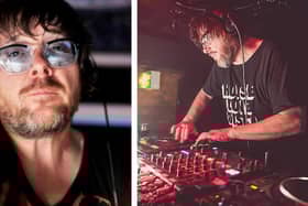 DJ Andy Caroll plays in the Chew’s Yard event space on Saturday, May 31.