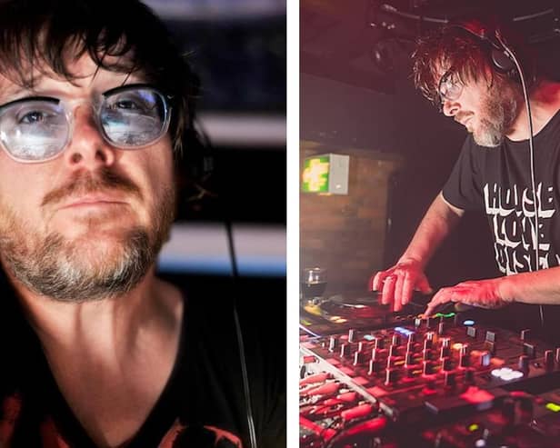DJ Andy Caroll plays in the Chew’s Yard event space on Saturday, May 31.