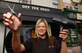 Hairdresser Sue Bamber at her shop Off Yer Head on New Hall Lane in Preston