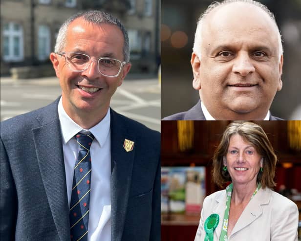 Tory group leader Aidy Riggott (left) says his party should be the official opposition at Lancashire County Council - not the new 'Progressive Lancashire' alliance, led by Azhar Ali (independent) and Gina Dowding (Green Party)  