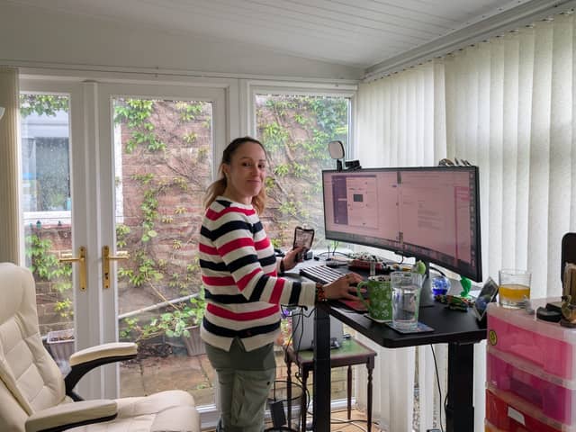 Happy wife, happy life: Gareth's other half loves using a standing desk on her long days in front of a screen