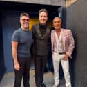 Max Fox (centre) with Simon Cowell (left) and Bruno Tonioli (right) at the BGT semi-finals.