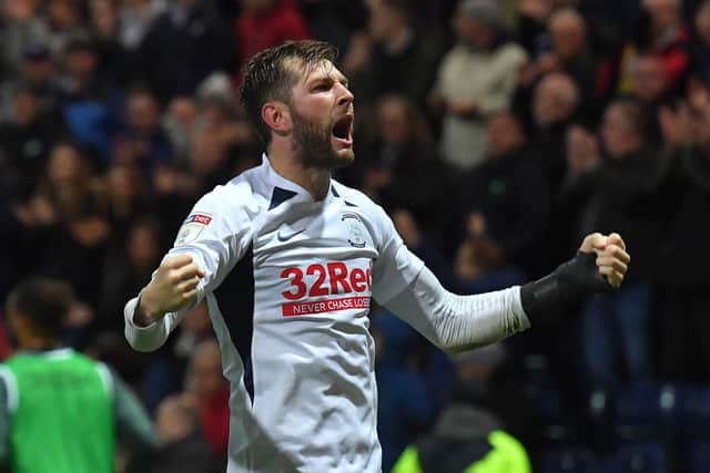 Barkhuizen celebrates one of his many PNE goals.