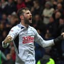 Tom Barkhuizen celebrates scoring 