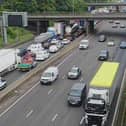 A HGV crash on the M62 is causing 45 minute delays in rush hour traffic this morning. 