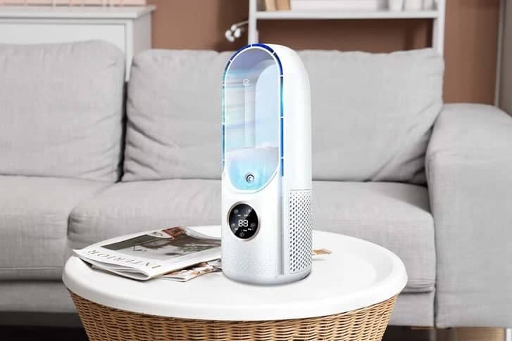 Fill the chamber with ice cubes, turn the fan speed up to the max, and you'll soon feel cool again