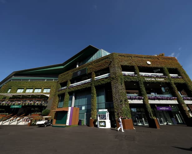 A general view of the exterior of Centre Court during Wimbledon