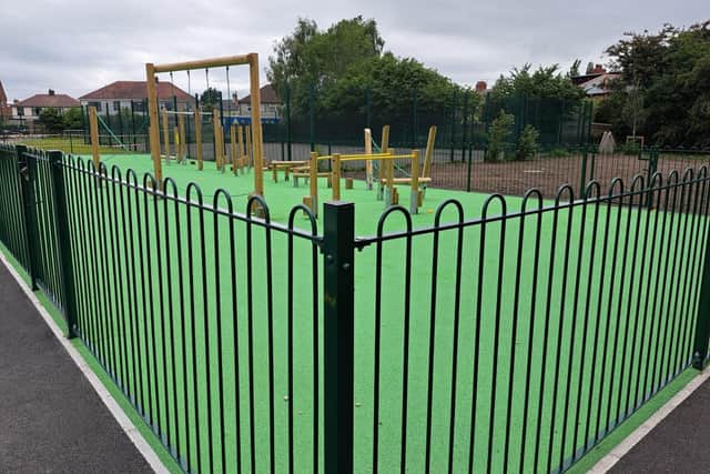 The new trim trail at Lea Community Primary School.