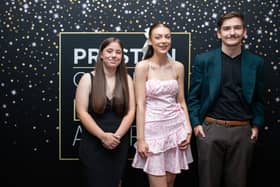 L to R: Community Impact Highly Commended pupil Lexie Millings (Level 1 Public Services and Business), Invaluable Contributor Winner Jessica Robinson (Level 3 Public Services) and Community Impact Highly Commended pupil Bruce Moyle