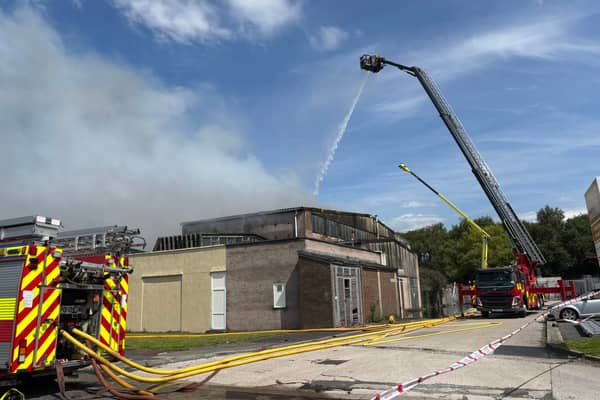 A fire at White Lund Industrial Estate in Morecambe closed several roads