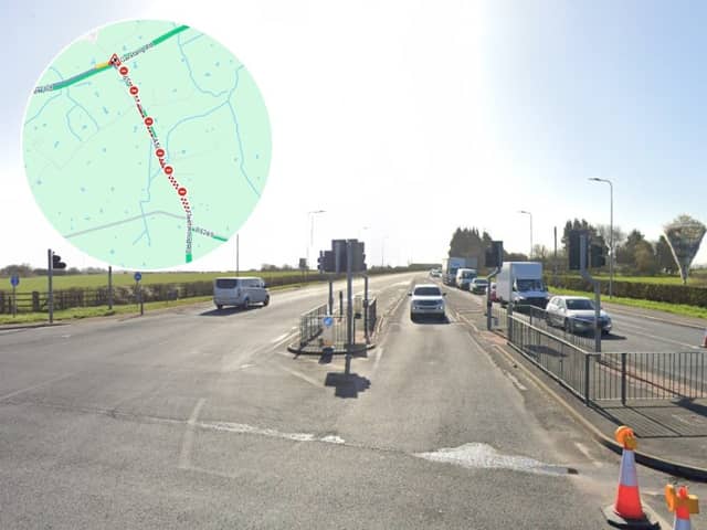 A major road leading to the M55 was closed in both directions following a collision