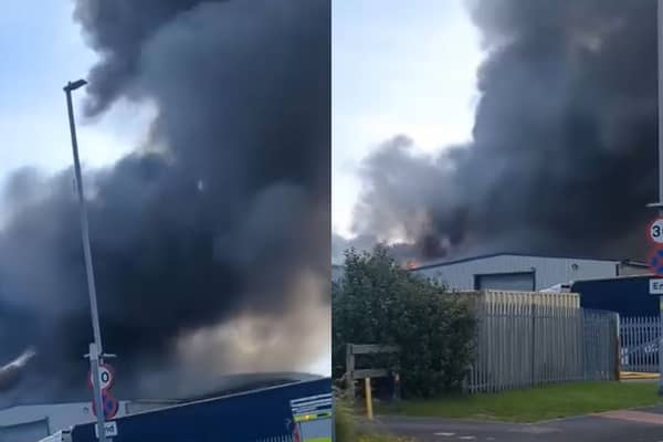 Fire at White Lund Industrial Estate in Morecambe, Lancashire.