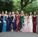 A large group of prom-goers