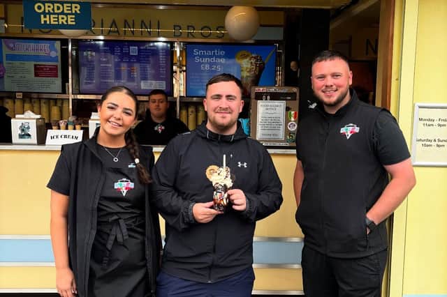Luke Littler visits popular ice cream shop Notarianni's.