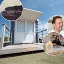 Stuart Robinson turned a once-shabby stretch of St Anne's Promenade (far left, inset)  into a thriving tourism hotspot. Bottom right: Reporter, Ciara Fearn, puts her feet up in one of the St Anne's Beach Huts. All photos credit Lucinda Herbert. 