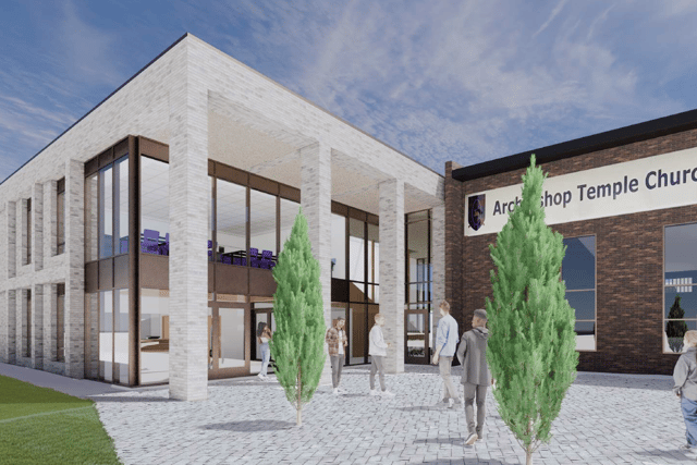 A computer generated image showing the proposed extension to Archbishop Temple School