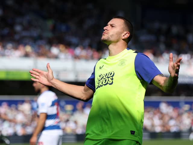 Preston North End's Milutin Osmajic celebrates scoring his side's first goal 