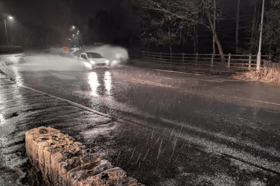 Flooding on New Year's Eve2024, at the A56 Earby Punch Bowl 