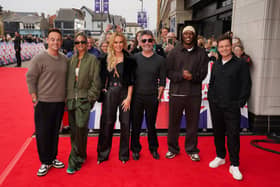 (L-R) Ant McPartlin, Alesha Dixon, Amanda Holden, Simon Cowell, KSI and Declan Donnelly attend the Britain's Got Talent Blackpool Auditions at The Winter Gardens on October 13, 2025.