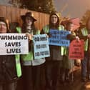 Lancashire residents earlier this yearprotesting against the closure of Park Pool in Ormskirk and Nye Bevan Pool in Skelmersdale
