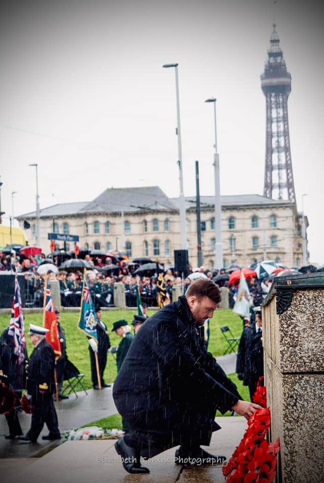 Webb at Blackpool South’s Remembrance Sunday service 2025. Photo by Elizabeth Gomm.