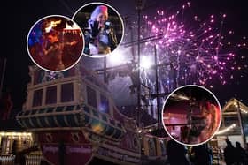 Fireworks at Day Of The Dead Festival 2025 at Adventure Coast, Southport. Credit: Lucinda Herbert