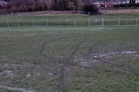 Damage to football pitch ay Bolton Avenue caused by motorbikes