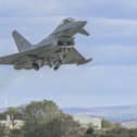 Eurofighter Typhoon test aircraft departs Warton Aerodrome