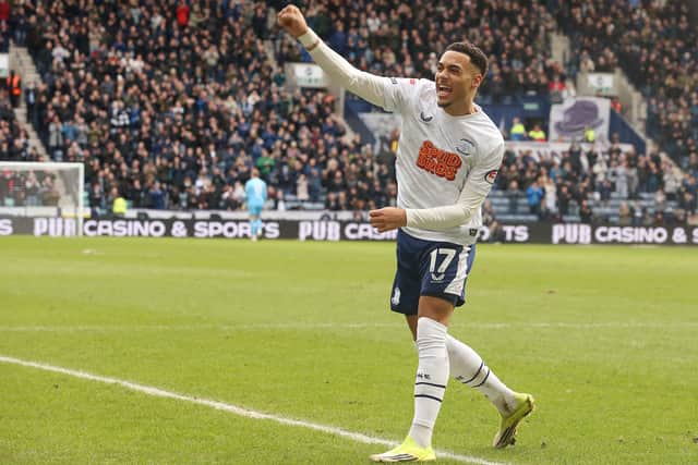 Lewis Dobbin celebrates scoring the opener for Preston North End.