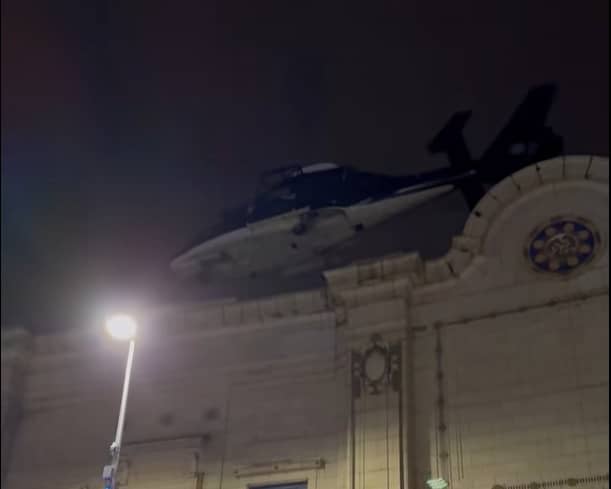 The SAS helicopters taking part in a training exercise above the Winter Gardens in Blackpool last night (Tuesday, March 3)
