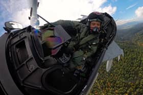 Mid air in the Warton-made Typhoon