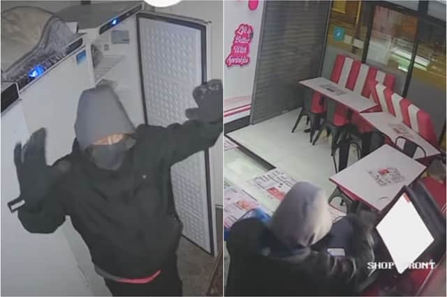 Liam Elmer was caught by police hiding in the stockroom of a Lostock Hall dessert shop after breaking in through a window.
