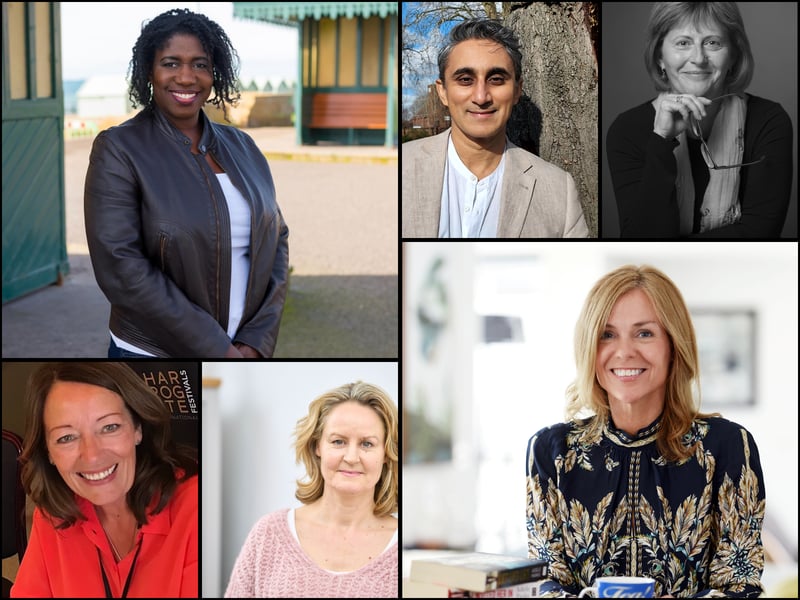 The author line-up so far for the debut Preston Crime Fiction Festival [clockwise from top left]: Dorothy Koomson, Vaseem Khan, Lesley Kara, Adele Parks, Jo Callaghan and Mari Hannah 