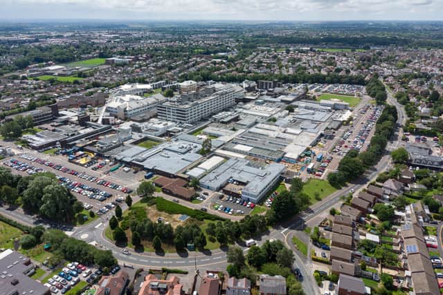 The existing Royal Preston Hospital on Sharoe Green Lane in Fulwood...