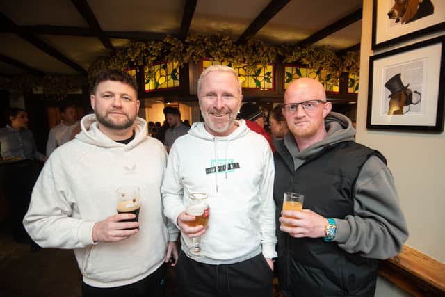 Three more happy pub-goers on Easter Saturday.