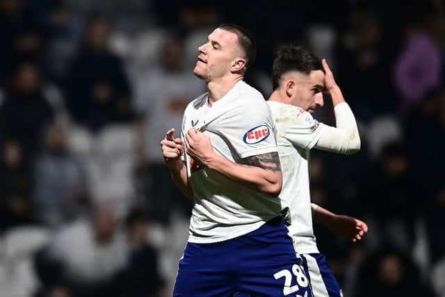 Preston North End's Milutin Osmajic celebrates scoring his side's second goal 