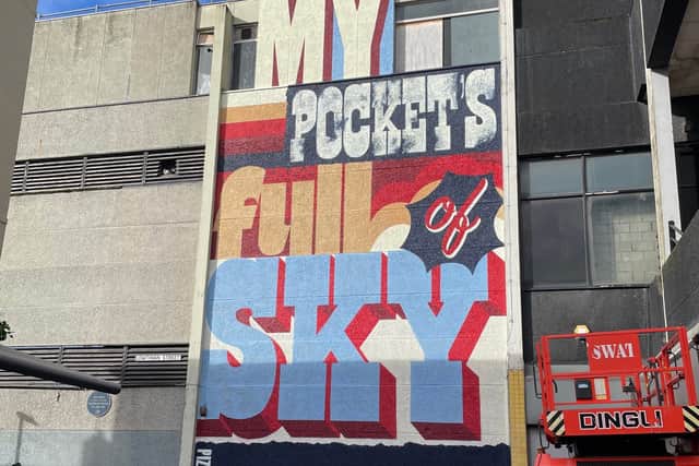 The mural honouring Preston poet Phoebe Hesketh on the Limehouse tower block on Lowthian Street, celebrating her literary legacy and connection to suffragette Edith Rigby