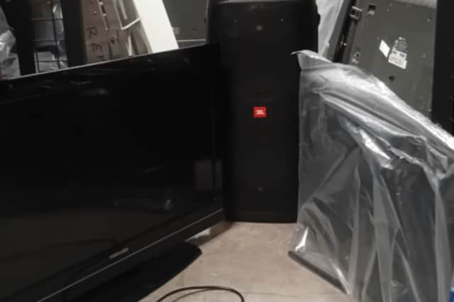 The pictured items were seized from an address on Calverley Street, Preston following repeated noise complaints.