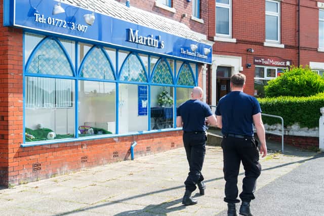 Police activity at Martin's Funeral Directors, Ashton