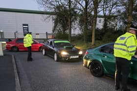 Police officers stop vehicles on Roman Way, Ribbleton, during a crackdown on dangerous and anti-social driving
