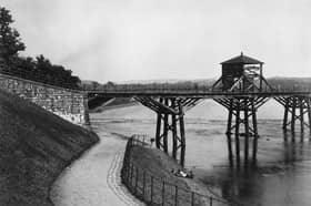 The old Tram Bridge in its working days, when the tram road helped carry coal wagons between Preston and Walton Summit. The new £8.2m crossing opens this week, reviving a route with more than 200 years of history