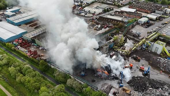 The fire involved waste materials at the recycling centre, which processes scrap metal, said a spokesperson for the company