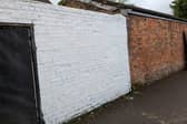 The rear wall of the Eagle and Child pub in Garstang after the controversial eagle mural was painted over