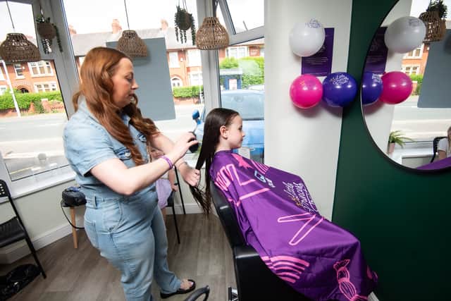 Rosa  and hairdresser Lauren Eccles from Allure mid chop.
